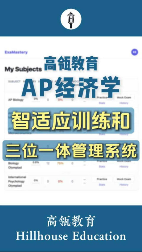高瓴教育AP经济学 智适应训练和三位一体管理系统